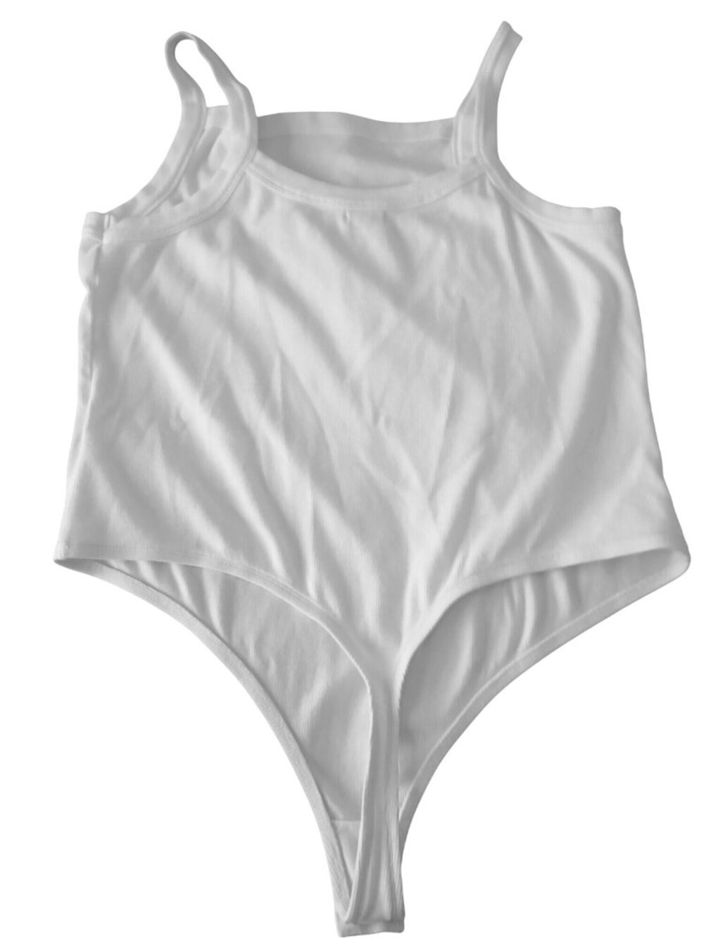 Pilcro Womens White Ribbed Tank Top Bodysuit Square Neck Snap Closure Size 2X - Picture 7 of 14